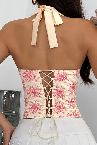 Ruffled Halter Corset Top