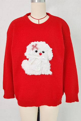 Playful Puppy Appliqué Sweater