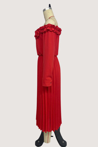 Off-Shoulder Ruffle Midi Dress
