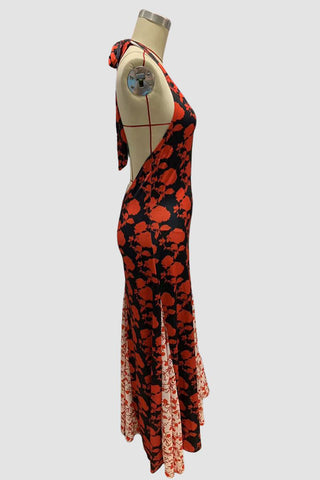 Polka Dot Halter Maxi Dress