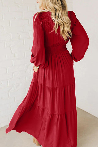 Long Sleeve Patterned Casual Maxi Dress