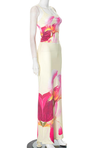 Floral Print Camisole and Maxi Skirt Set