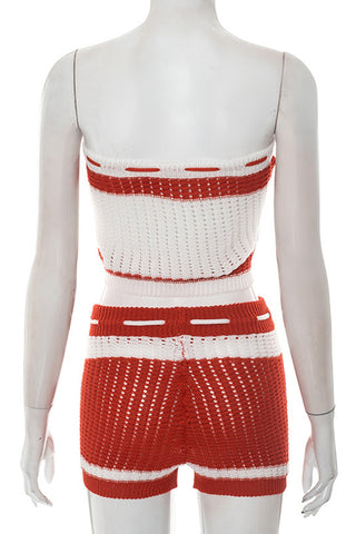 Strap-Detail Knit Short Set