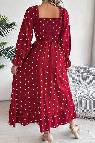 Polka Dot Smocked A-Line Dress