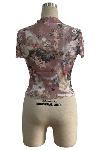 Artistic Print High Neck T-Shirt
