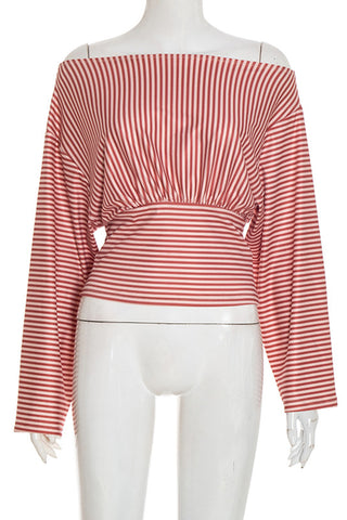 Off-Shoulder Striped Blouse