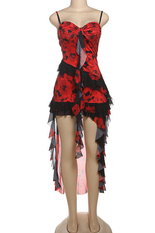 Layered Floral Midi Dress