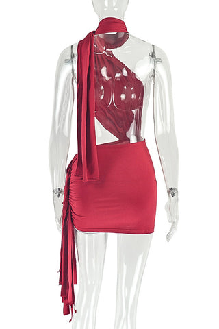Halter Neck Mini Evening Dress