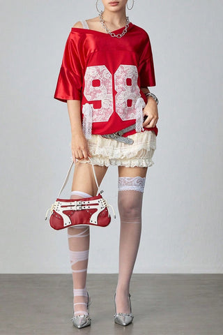 Lace Detail Oversized T-Shirt