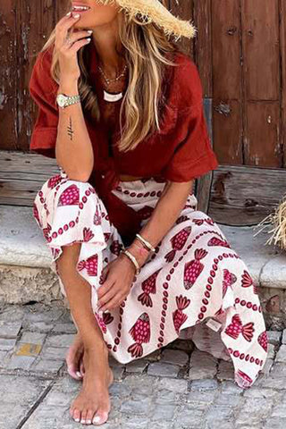 Printed High-Waist Maxi Skirt
