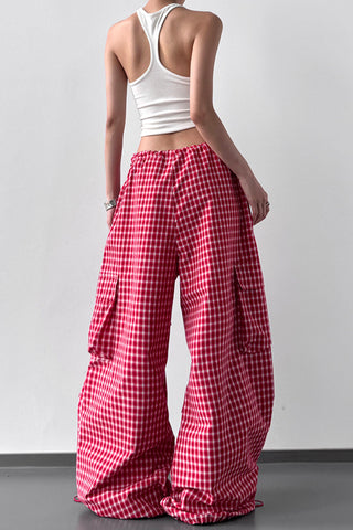 Gingham Wide-Leg Pants