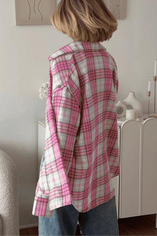 Oversized Plaid Button-Down Shirt