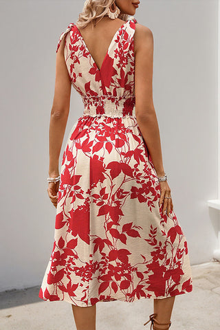 Floral Print Sleeveless Midi Dress
