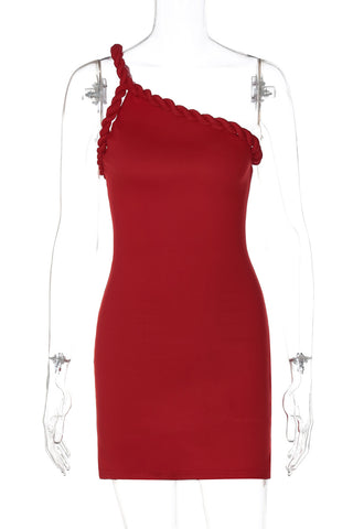 One-Shoulder Twist Casual Mini Dress