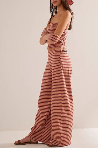 Strapless Striped Pants Set