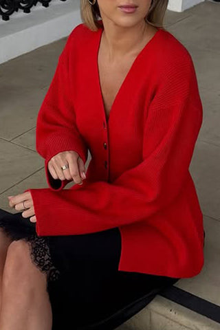 Button-Up V-Neck Cardigan