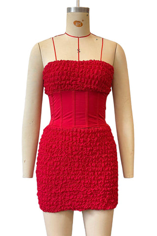 Strapless Textured Skirt Set