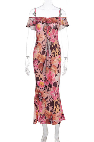 Floral Print Off-Shoulder Casual Dress