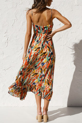 Vibrant Abstract Print Midi Dress
