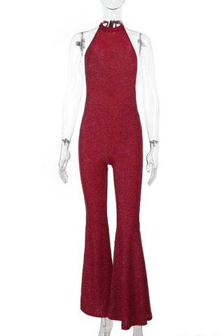 Halter Neck Flare Leg Jumpsuit