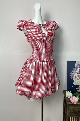 Tie-Front Gingham Casual Dress
