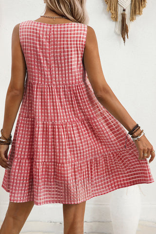 Sleeveless Gingham Mini Dress