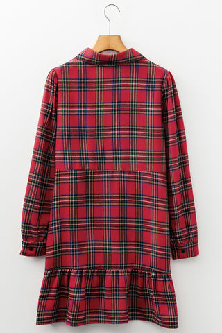 Plaid Ruffle Hem Casual Dress