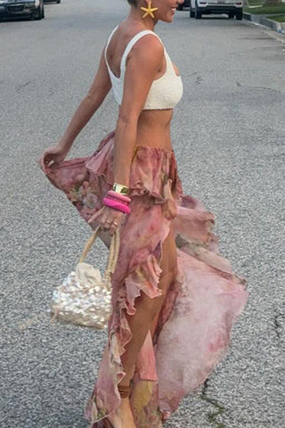 Floral Tiered Ruffle Skirt