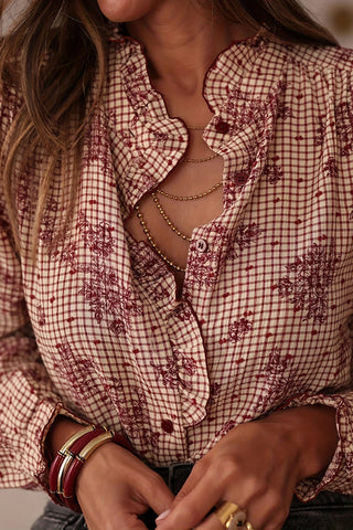 Ruffled Button-Down Blouse