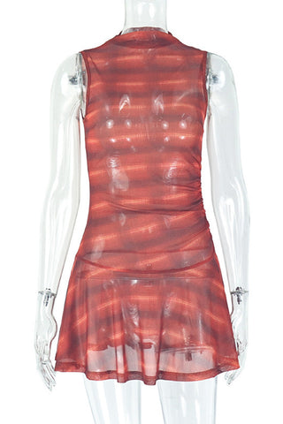Sleeveless Patterned Casual Dress