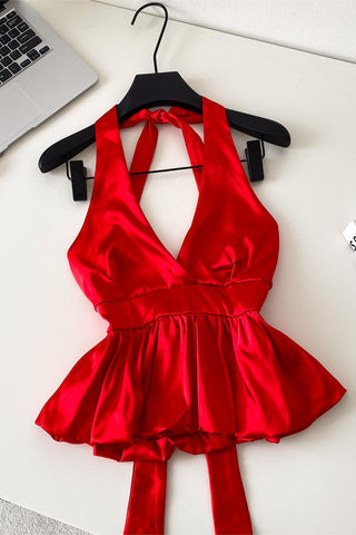 Pleated Halter Tank Top