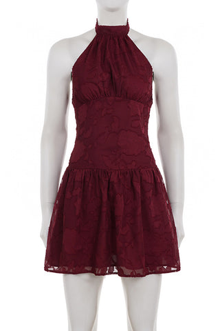 Halter Neck Floral Evening Dress