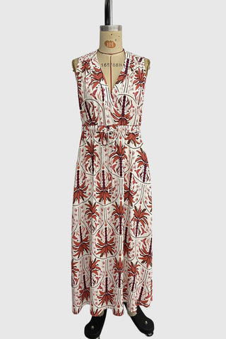 Sleeveless Patterned Midi Dress
