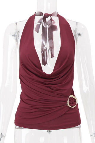 Halter Neck Ruched Camisole Top