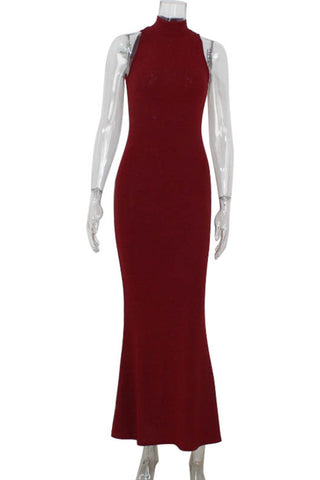 Sleeveless High-Neck Evening Gown