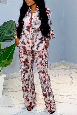 Striped Pocket Pants Set