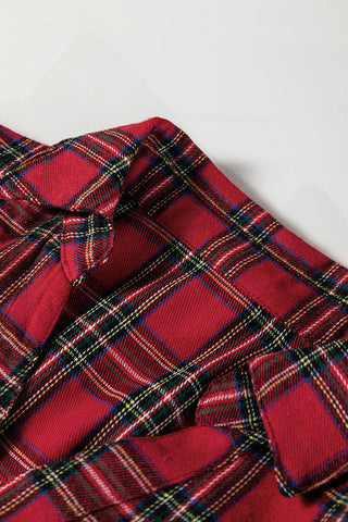 Plaid Ruffle Hem Casual Dress