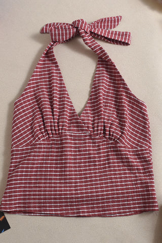 Halter Neck Gingham Casual Set