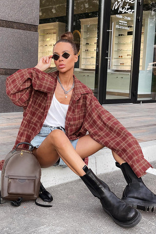 Oversized Plaid Blouse