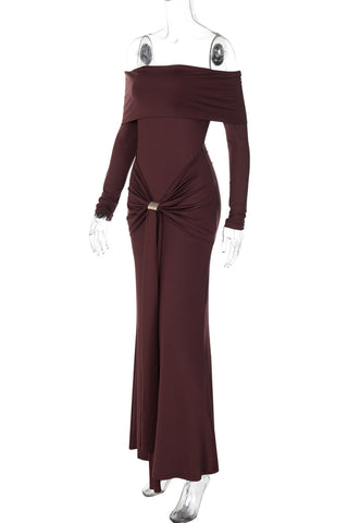 Off-Shoulder Long Sleeve Casual Dress