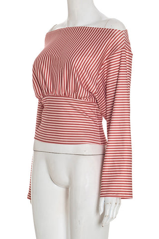 Off-Shoulder Striped Blouse