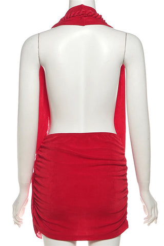 Draped Front Halter Mini Dress