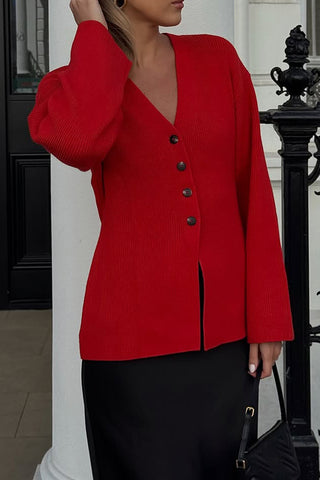 Button-Up V-Neck Cardigan
