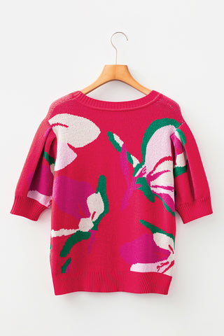 Floral Puff Sleeve Sweater