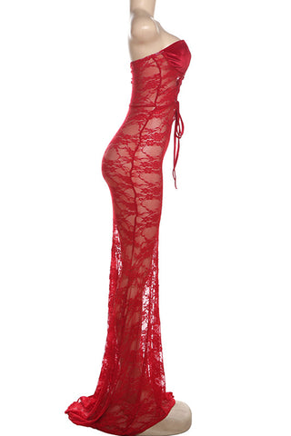 Strapless Evening Lace Dress