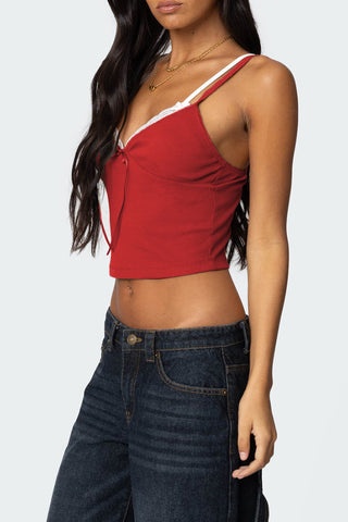 Lace-Trim Bow Accent Camisole