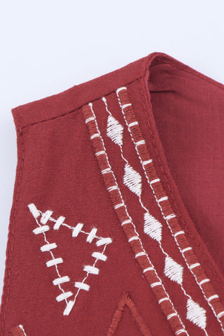 Patterned Button-Front Tank Vest