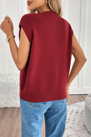 Buttoned Sleeveless Cardigan