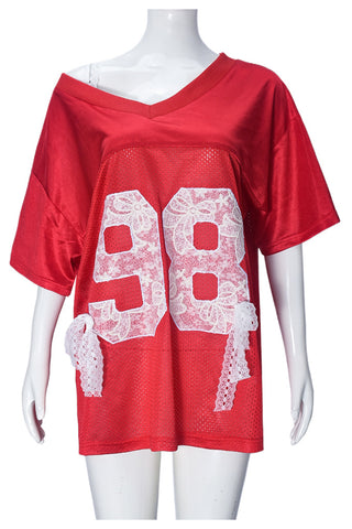 Lace Detail Oversized T-Shirt