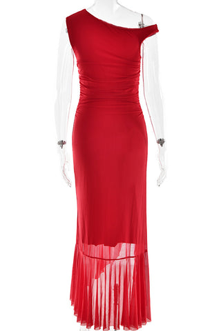 Off-Shoulder Slit Midi Dress